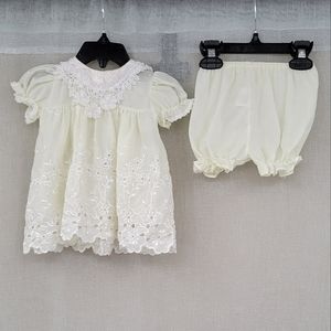 ALEXIS Vintage Soft Yellow Dress and Bloomers, size 6 months